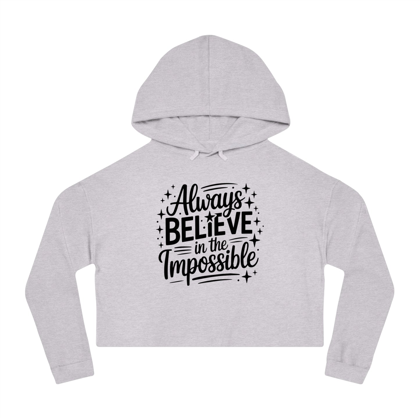 Cropped Hoodie — "Reach Beyond the Ordinary" Hand-Lettered Sparkle Sweatshirt