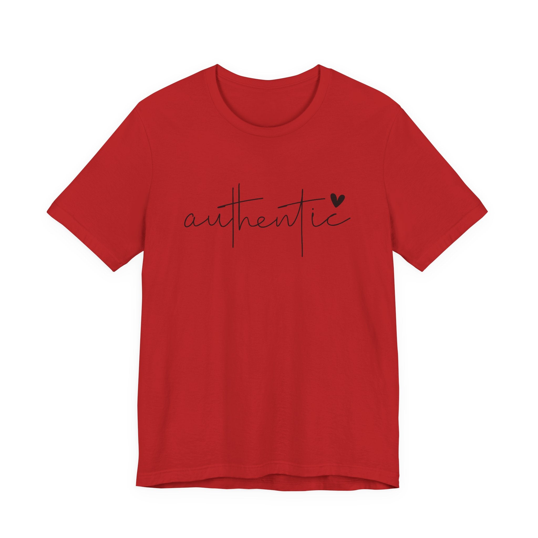 Authentic Script Tee — "authentic" Handwritten Heart Graphic T-Shirt