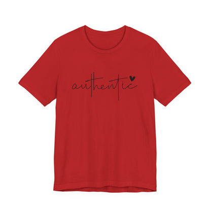 Authentic Script Tee — "authentic" Handwritten Heart Graphic T-Shirt