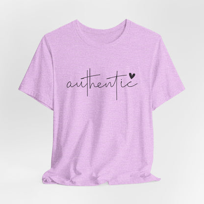 Authentic Script Tee — "authentic" Handwritten Heart Graphic T-Shirt