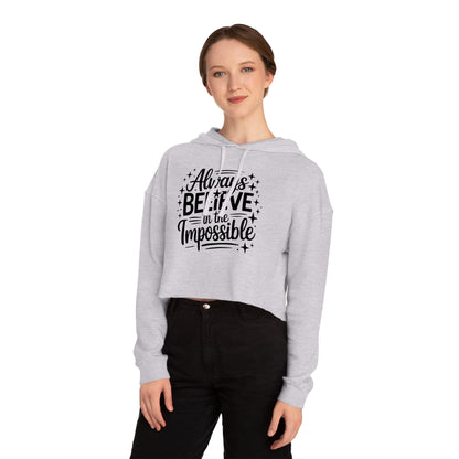 Cropped Hoodie — "Reach Beyond the Ordinary" Hand-Lettered Sparkle Sweatshirt
