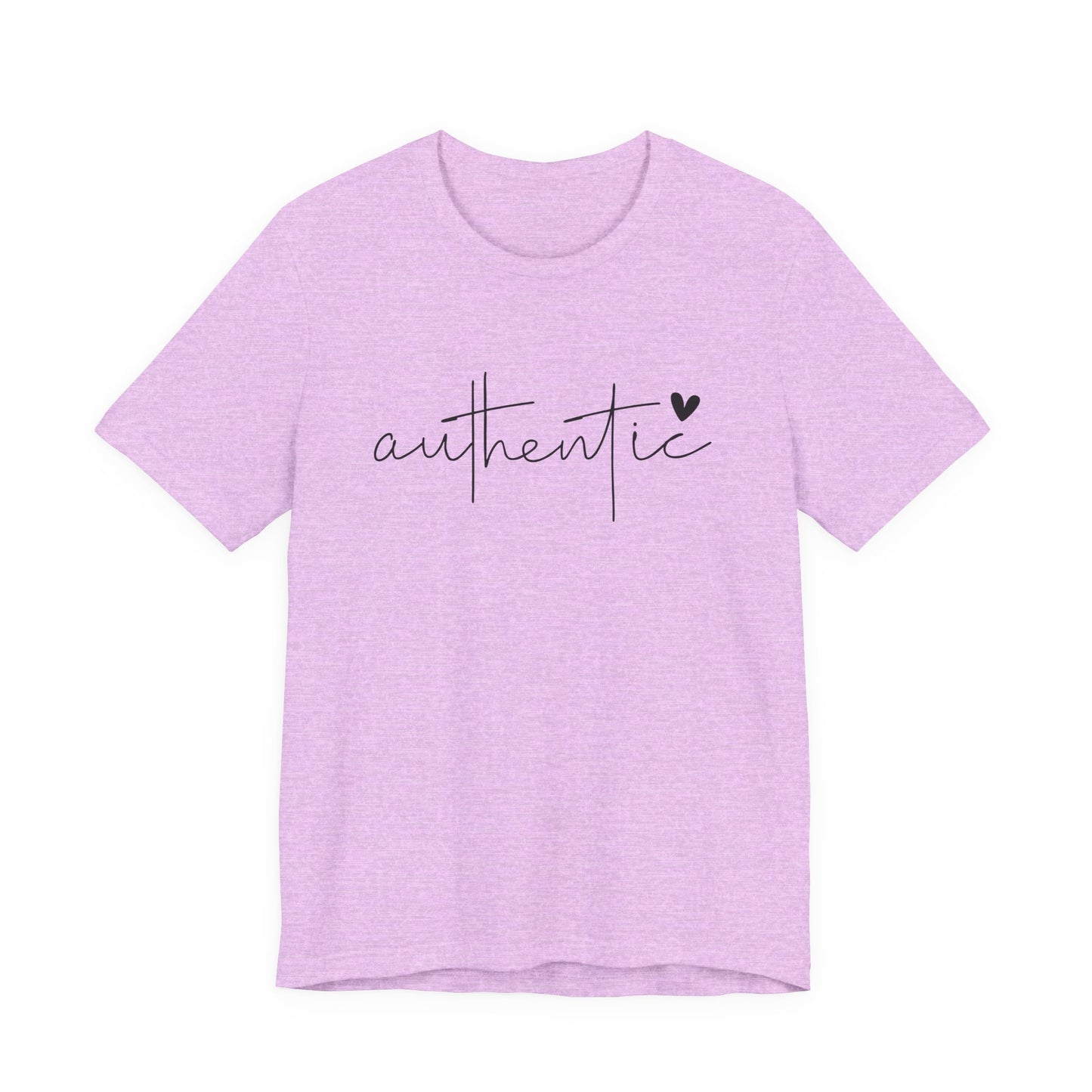 Authentic Script Tee — "authentic" Handwritten Heart Graphic T-Shirt