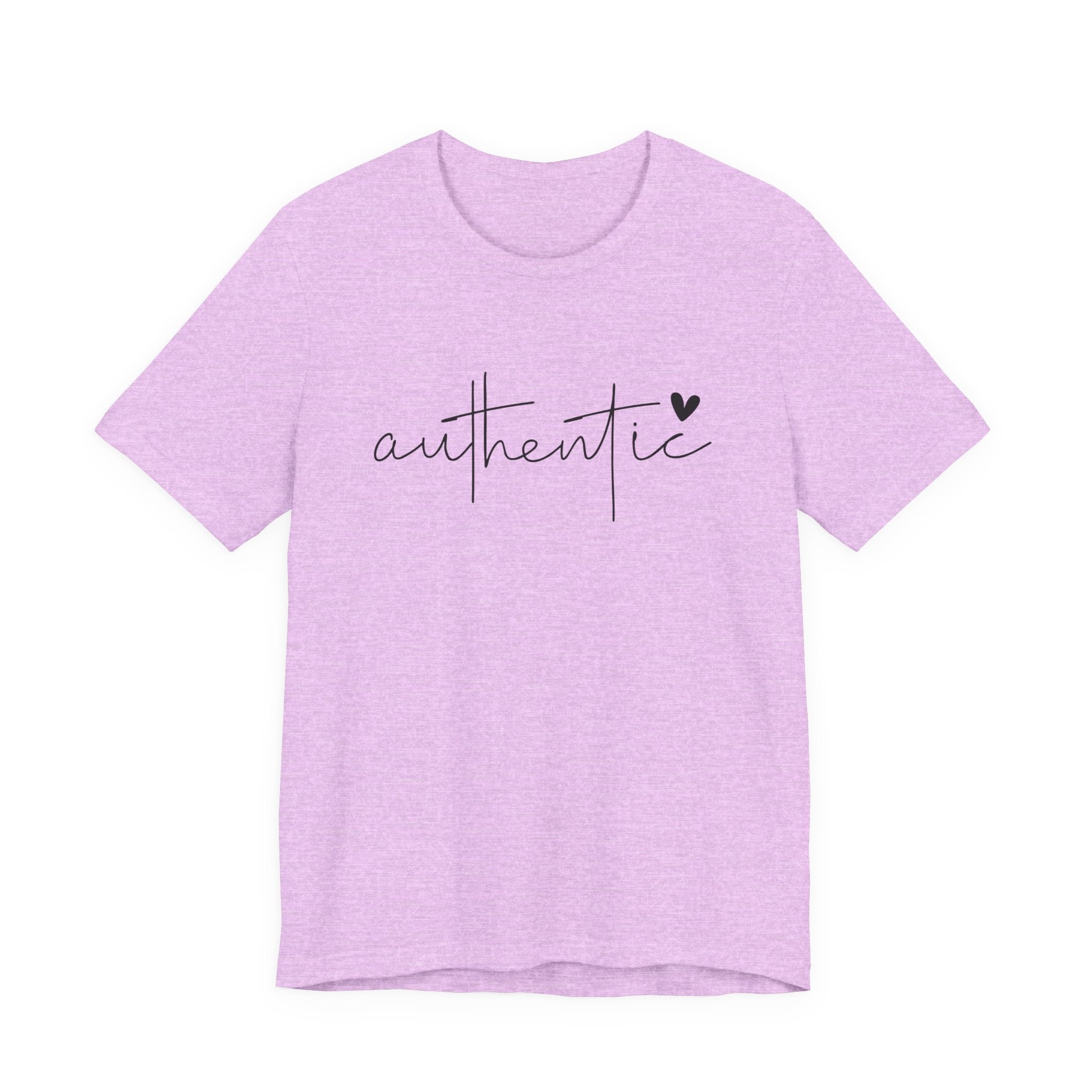 Authentic Script Tee — "authentic" Handwritten Heart Graphic T-Shirt