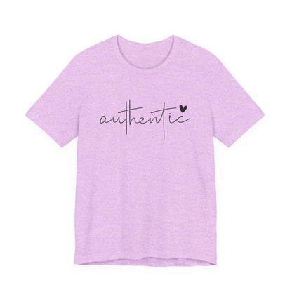 Authentic Script Tee — "authentic" Handwritten Heart Graphic T-Shirt