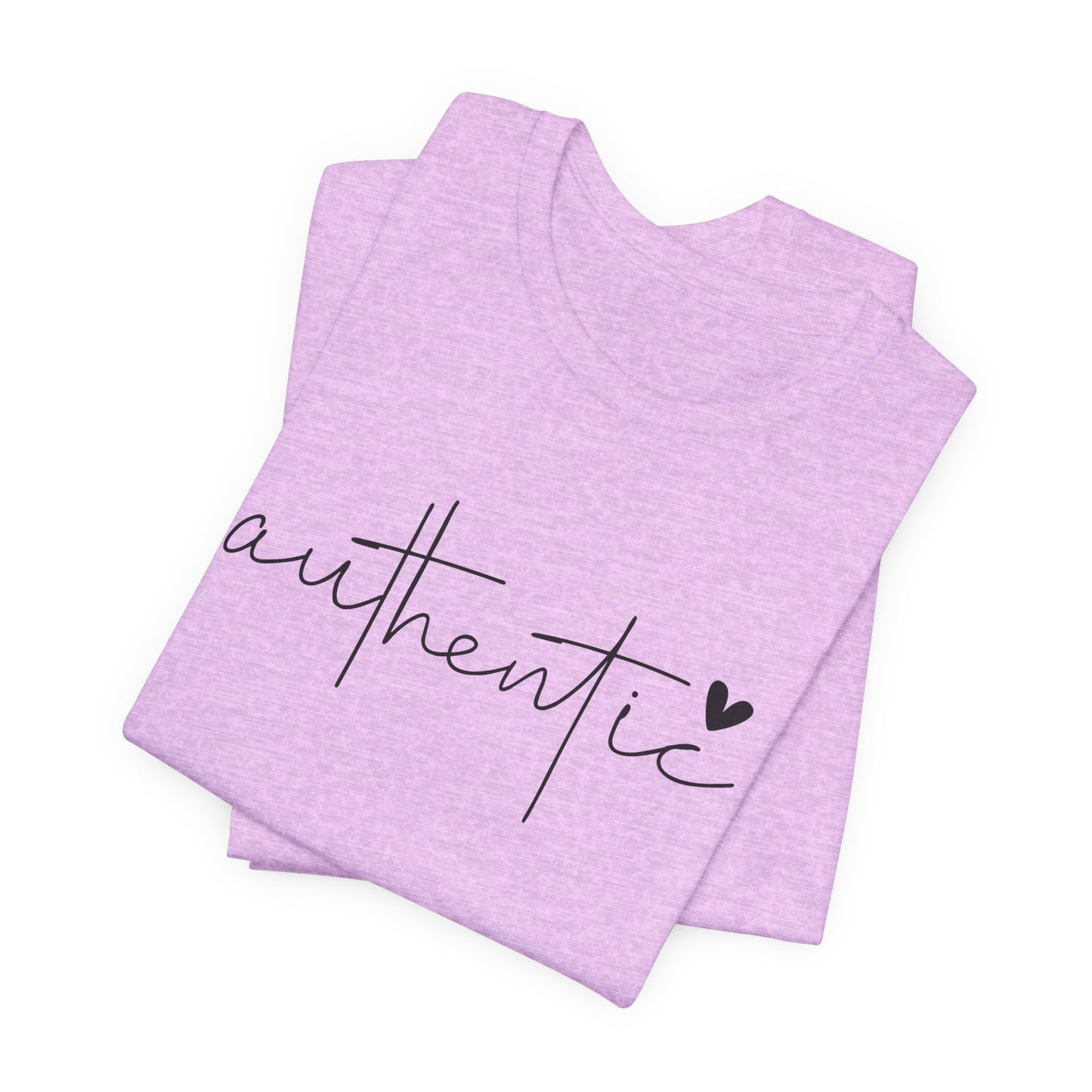 Authentic Script Tee — "authentic" Handwritten Heart Graphic T-Shirt