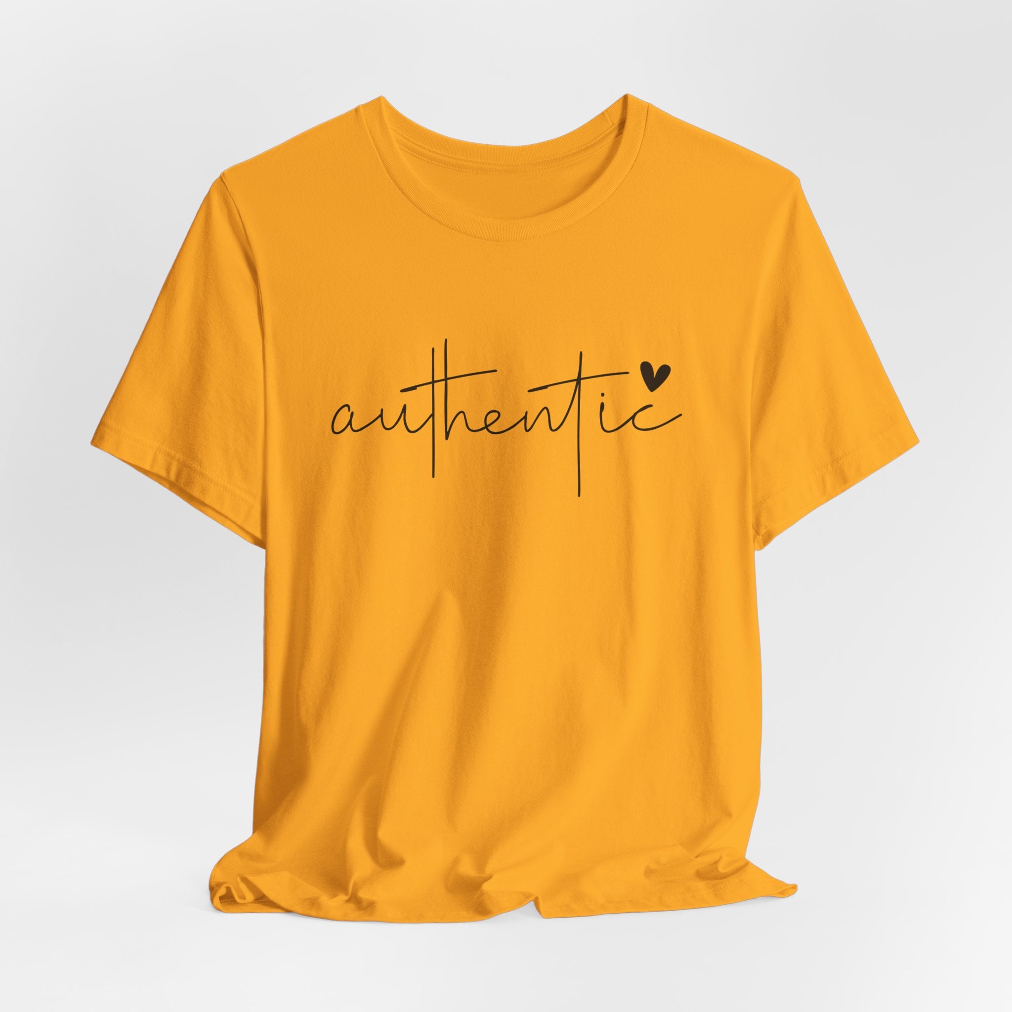 Authentic Script Tee — "authentic" Handwritten Heart Graphic T-Shirt