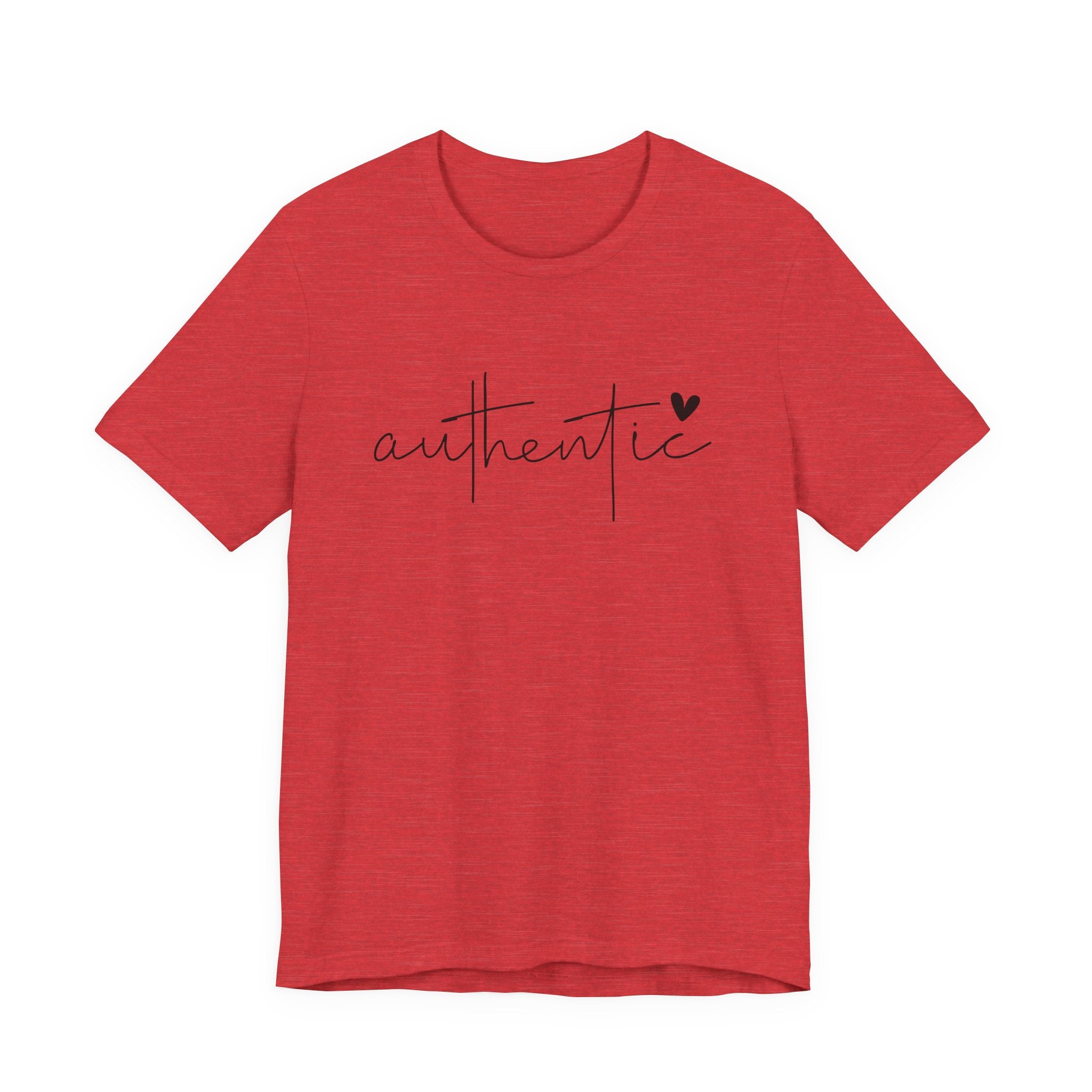 Authentic Script Tee — "authentic" Handwritten Heart Graphic T-Shirt