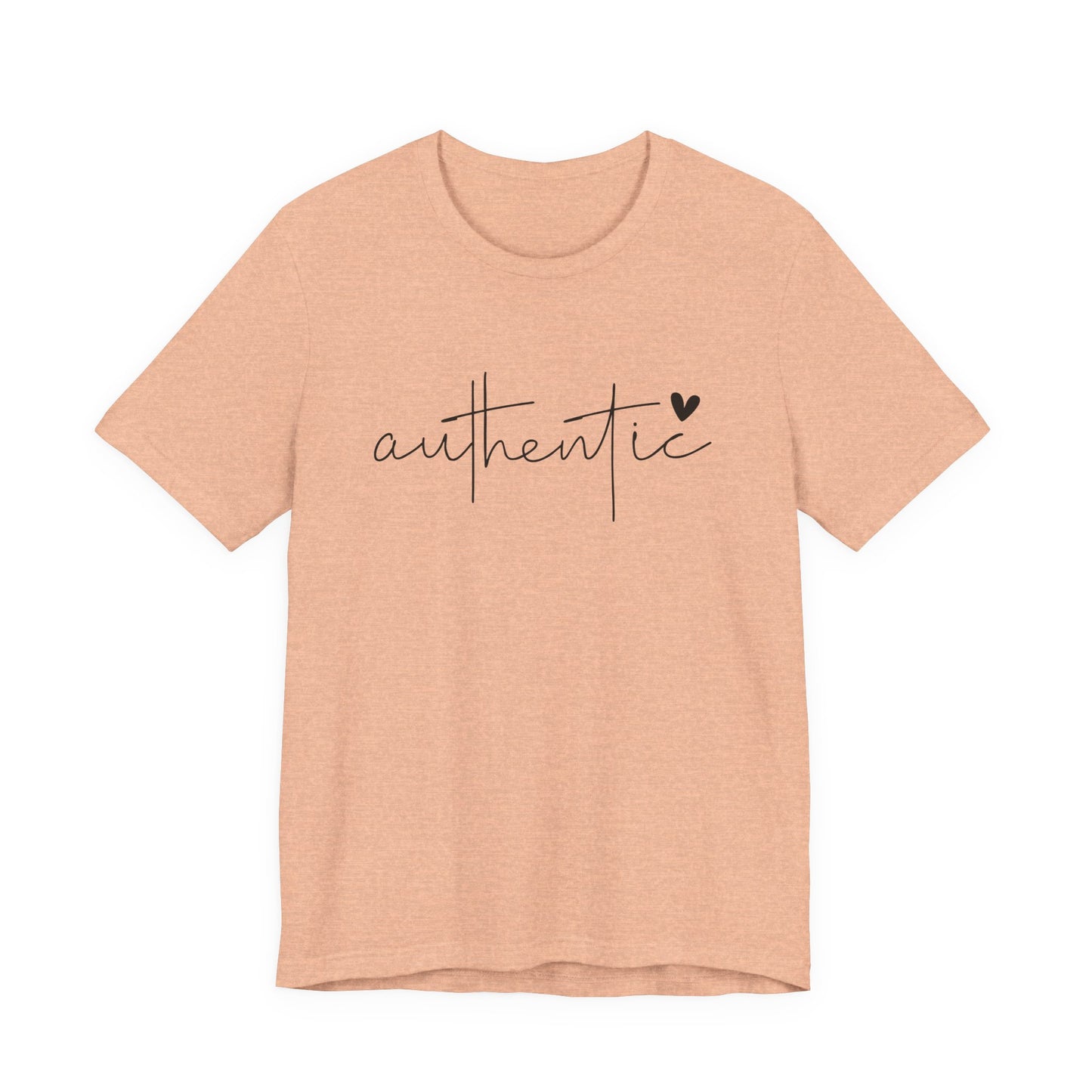 Authentic Script Tee — "authentic" Handwritten Heart Graphic T-Shirt