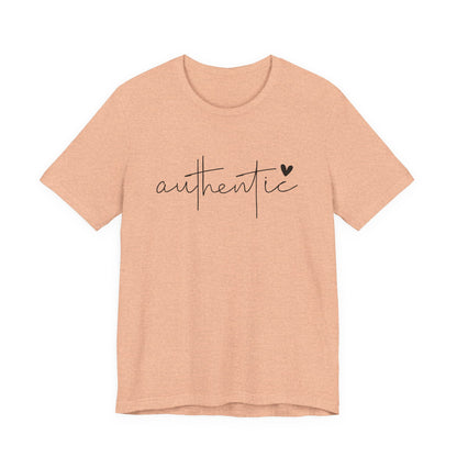 Authentic Script Tee — "authentic" Handwritten Heart Graphic T-Shirt