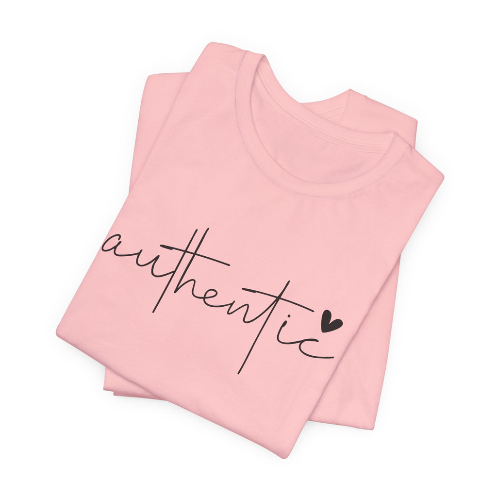 Authentic Script Tee — "authentic" Handwritten Heart Graphic T-Shirt