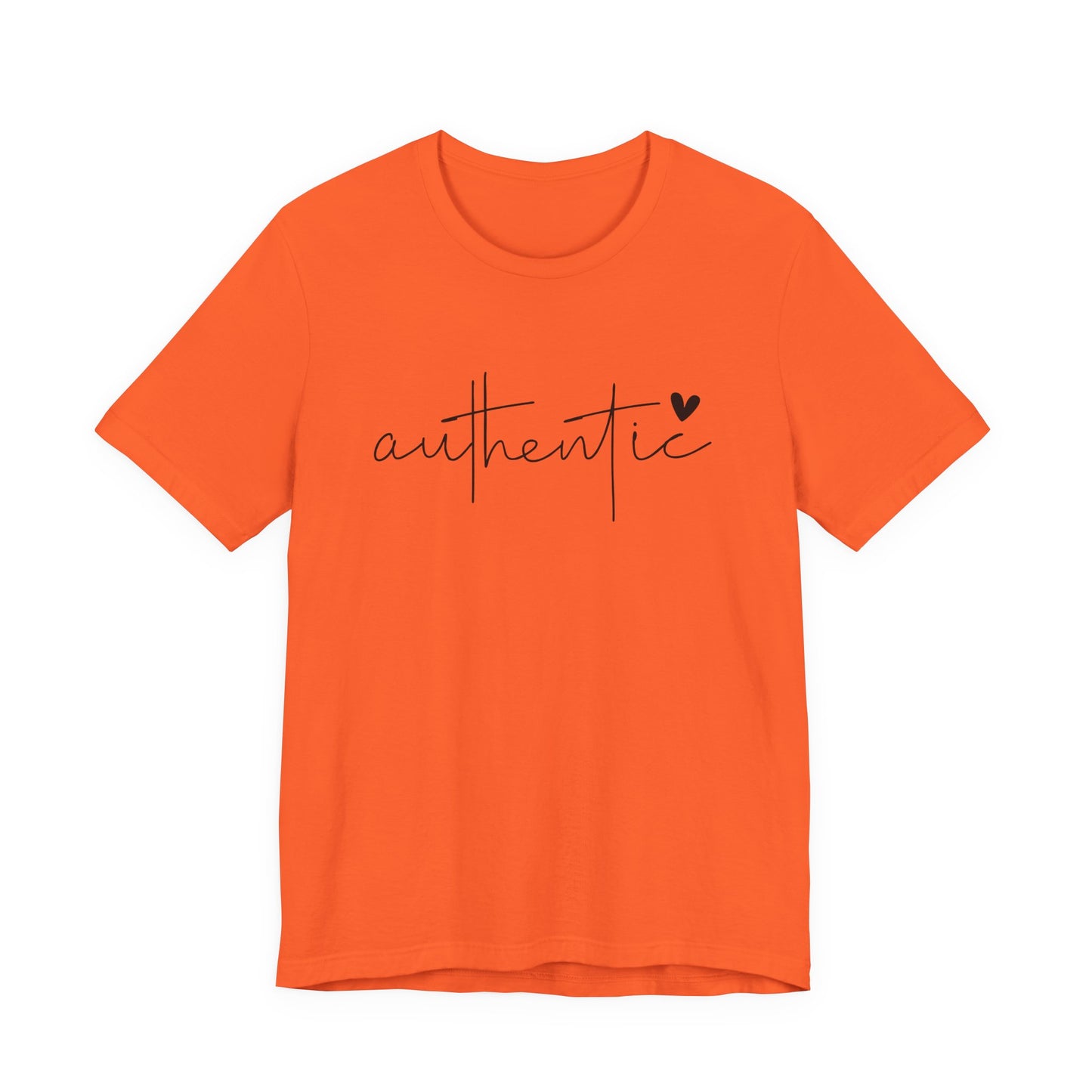 Authentic Script Tee — "authentic" Handwritten Heart Graphic T-Shirt