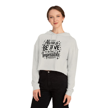 Cropped Hoodie — "Reach Beyond the Ordinary" Hand-Lettered Sparkle Sweatshirt
