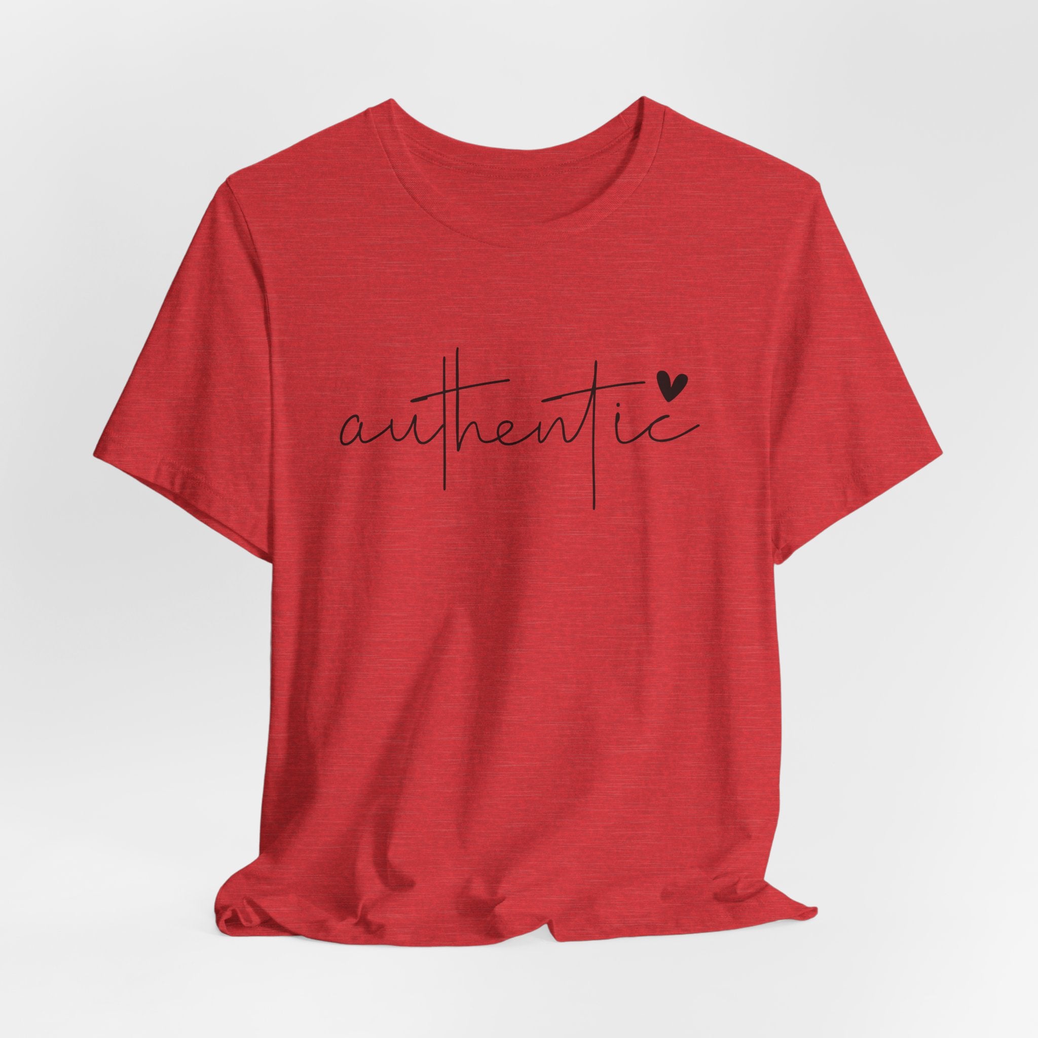 Authentic Script Tee — "authentic" Handwritten Heart Graphic T-Shirt