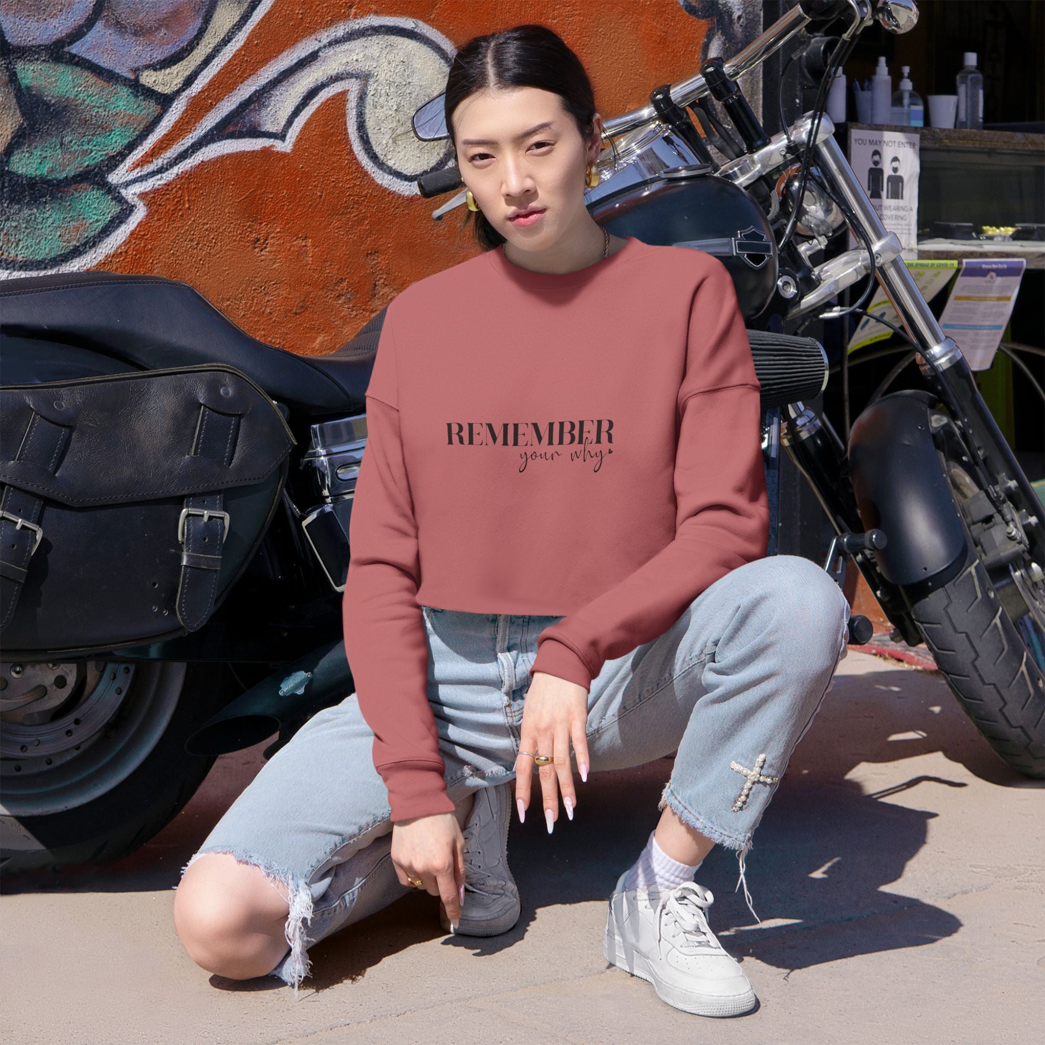 Remember Your Why Cropped Sweatshirt — Women's Motivational Crop Top