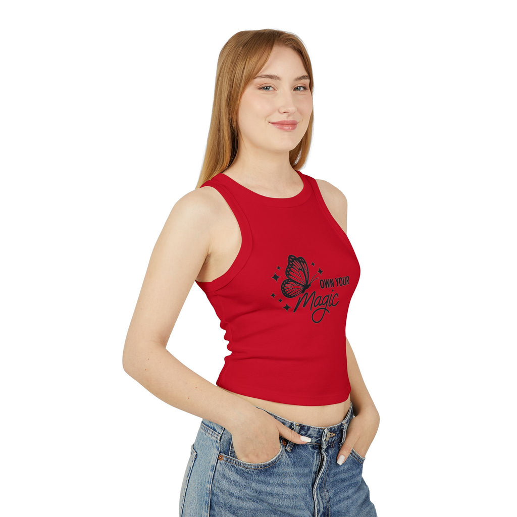 Racer Tank — "Own Your Magic" Butterfly Crop Tank Top