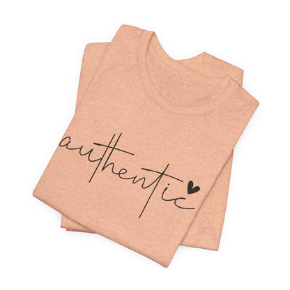 Authentic Script Tee — "authentic" Handwritten Heart Graphic T-Shirt