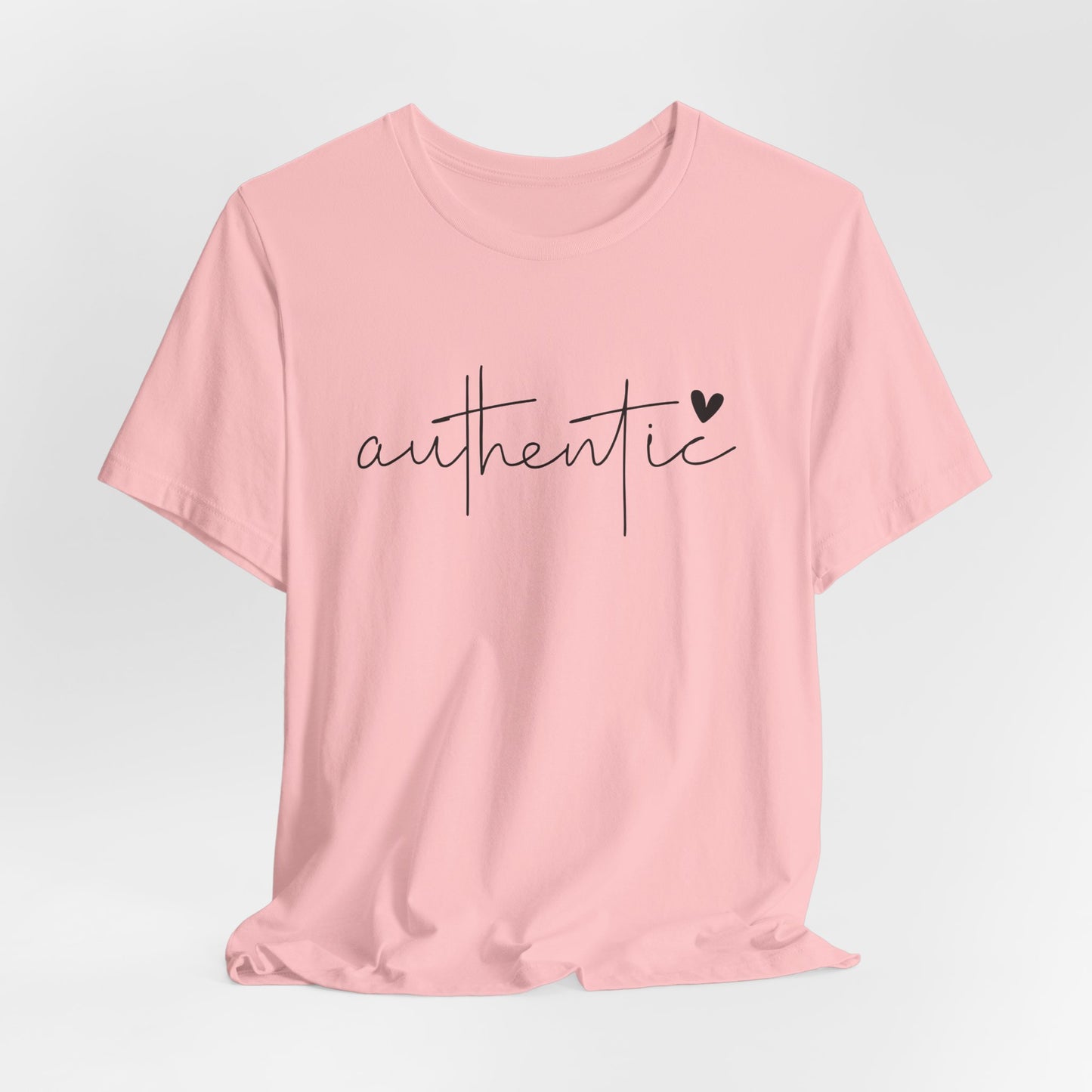 Authentic Script Tee — "authentic" Handwritten Heart Graphic T-Shirt
