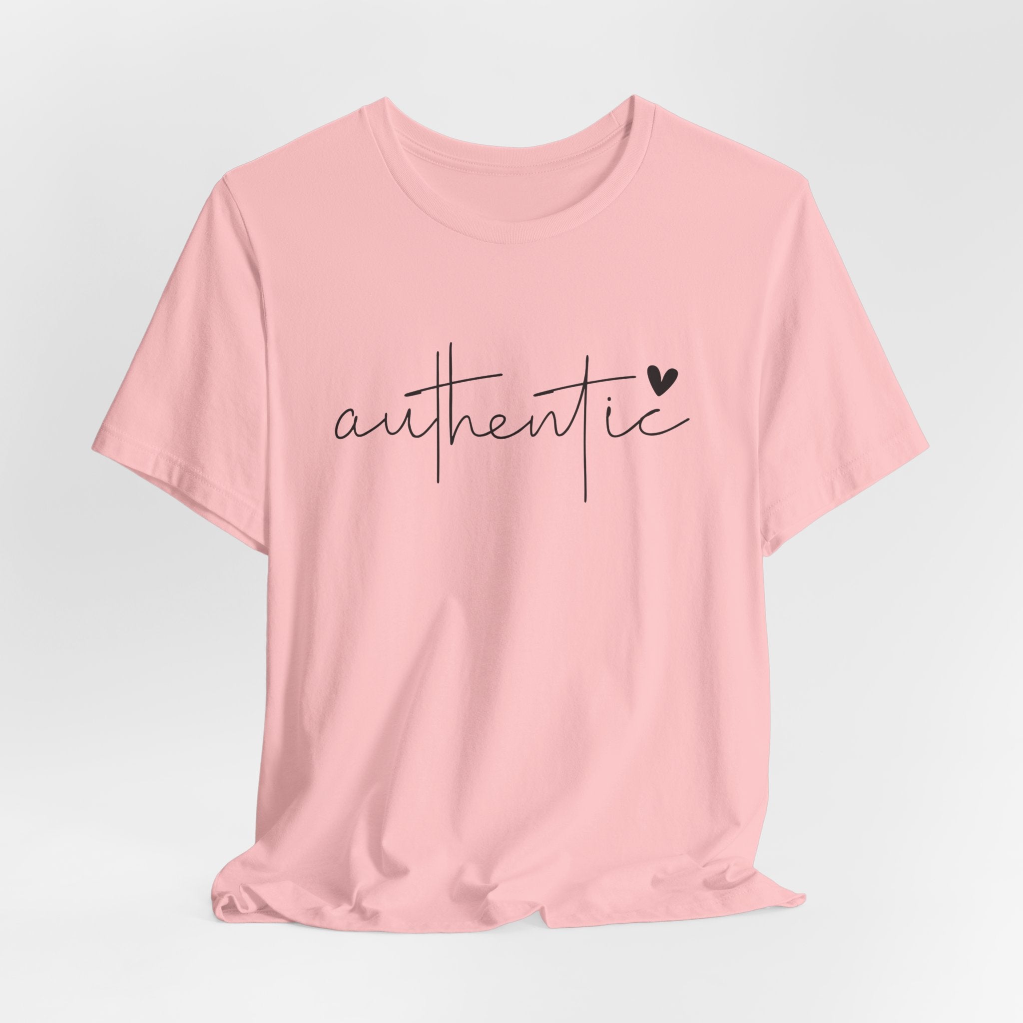 Authentic Script Tee — "authentic" Handwritten Heart Graphic T-Shirt