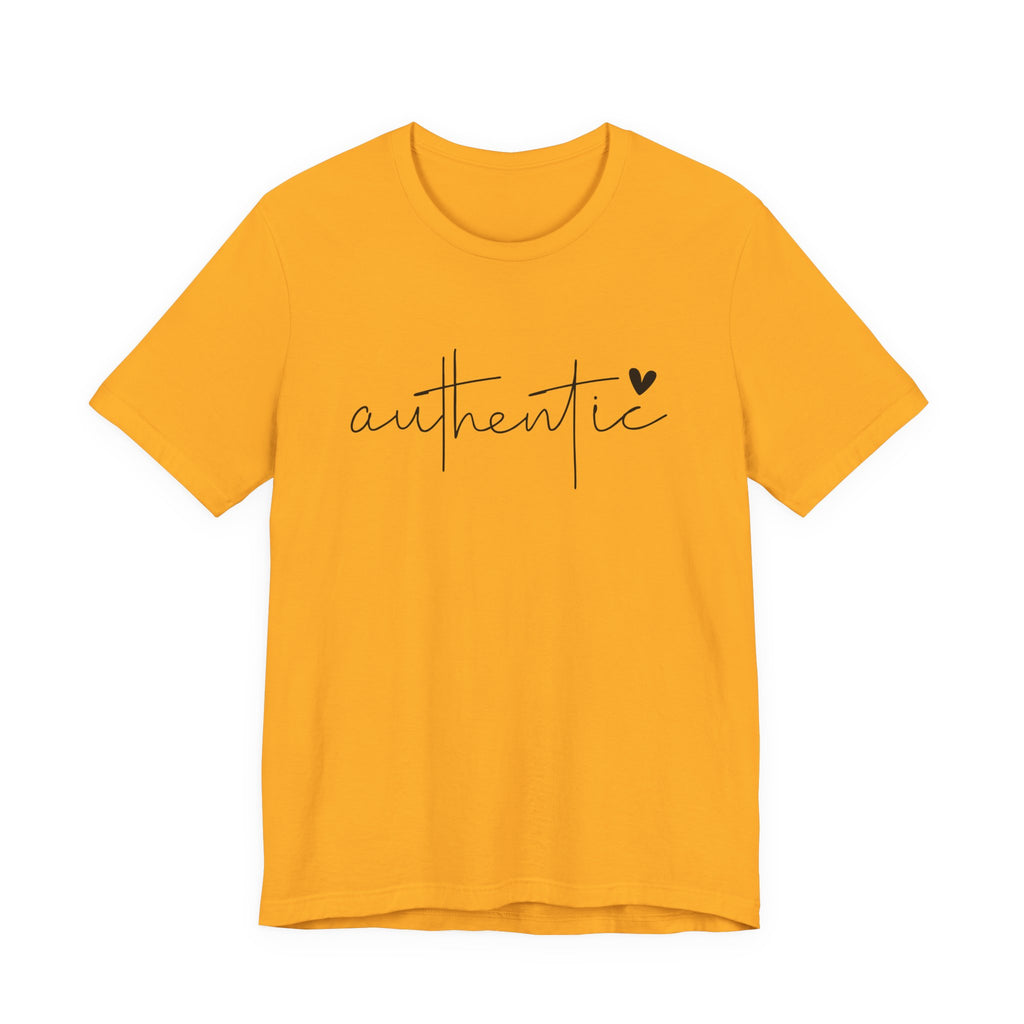 Authentic Script Tee — "authentic" Handwritten Heart Graphic T-Shirt