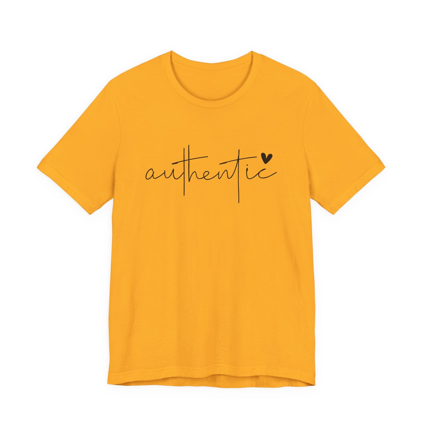 Authentic Script Tee — "authentic" Handwritten Heart Graphic T-Shirt