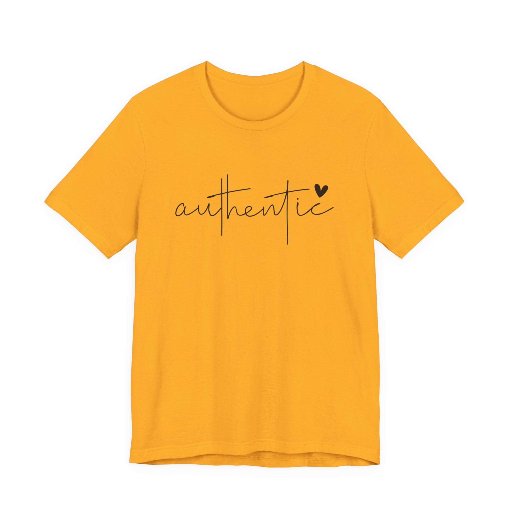 Authentic Script Tee — "authentic" Handwritten Heart Graphic T-Shirt