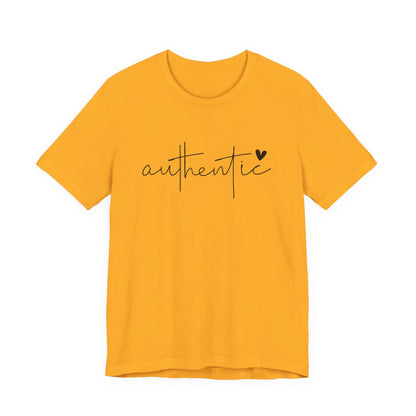 Authentic Script Tee — "authentic" Handwritten Heart Graphic T-Shirt