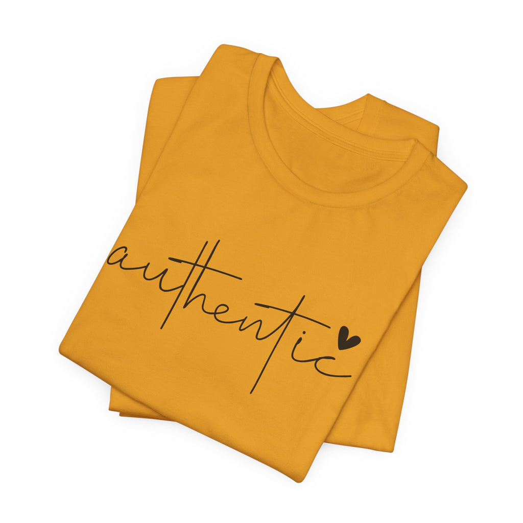 Authentic Script Tee — "authentic" Handwritten Heart Graphic T-Shirt