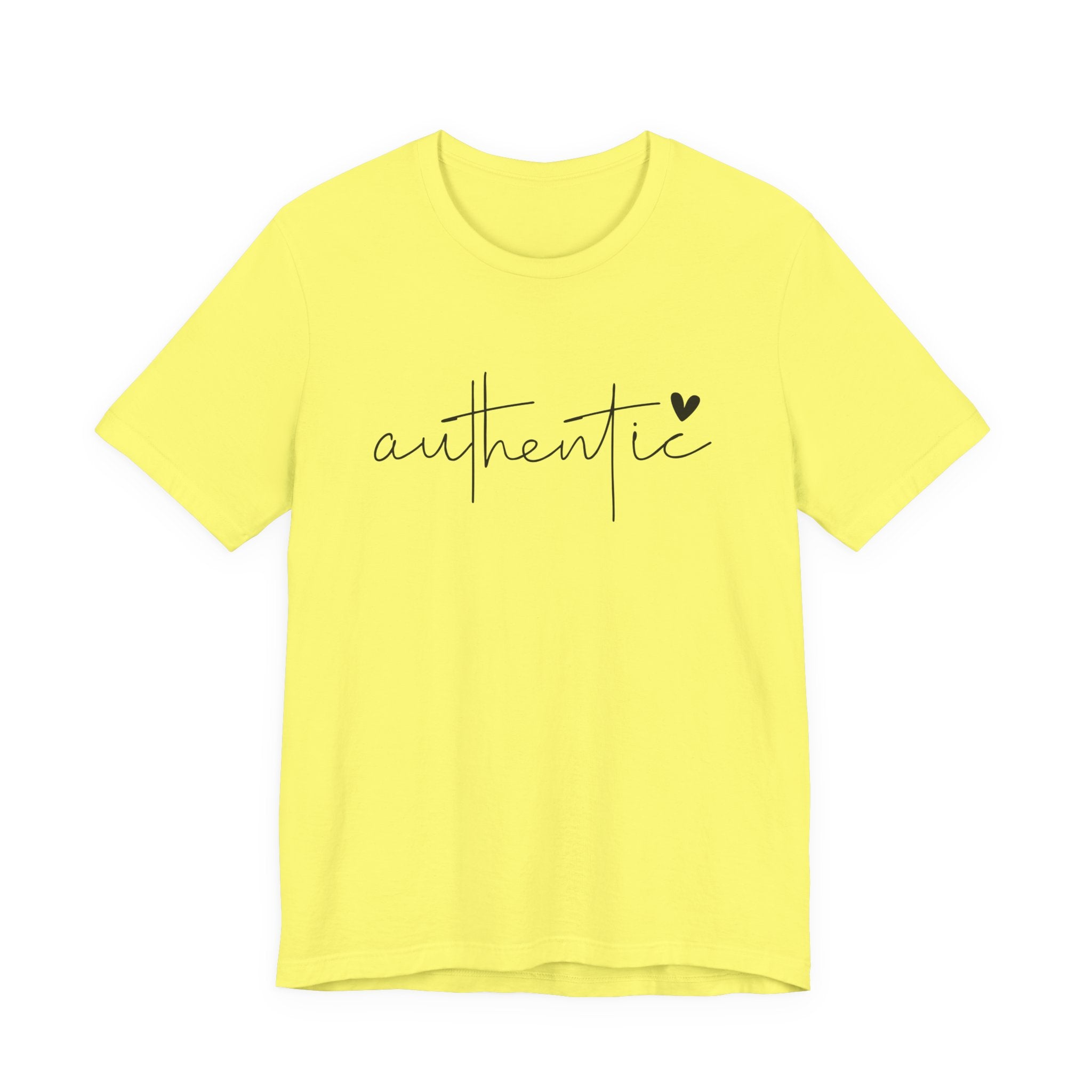 Authentic Script Tee — "authentic" Handwritten Heart Graphic T-Shirt