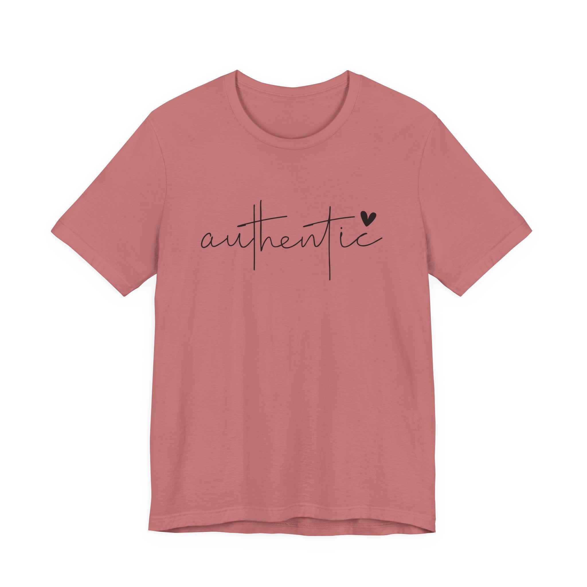 Authentic Script Tee — "authentic" Handwritten Heart Graphic T-Shirt