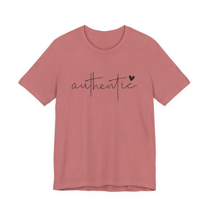 Authentic Script Tee — "authentic" Handwritten Heart Graphic T-Shirt