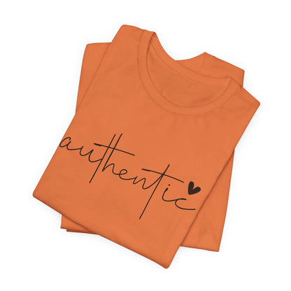 Authentic Script Tee — "authentic" Handwritten Heart Graphic T-Shirt
