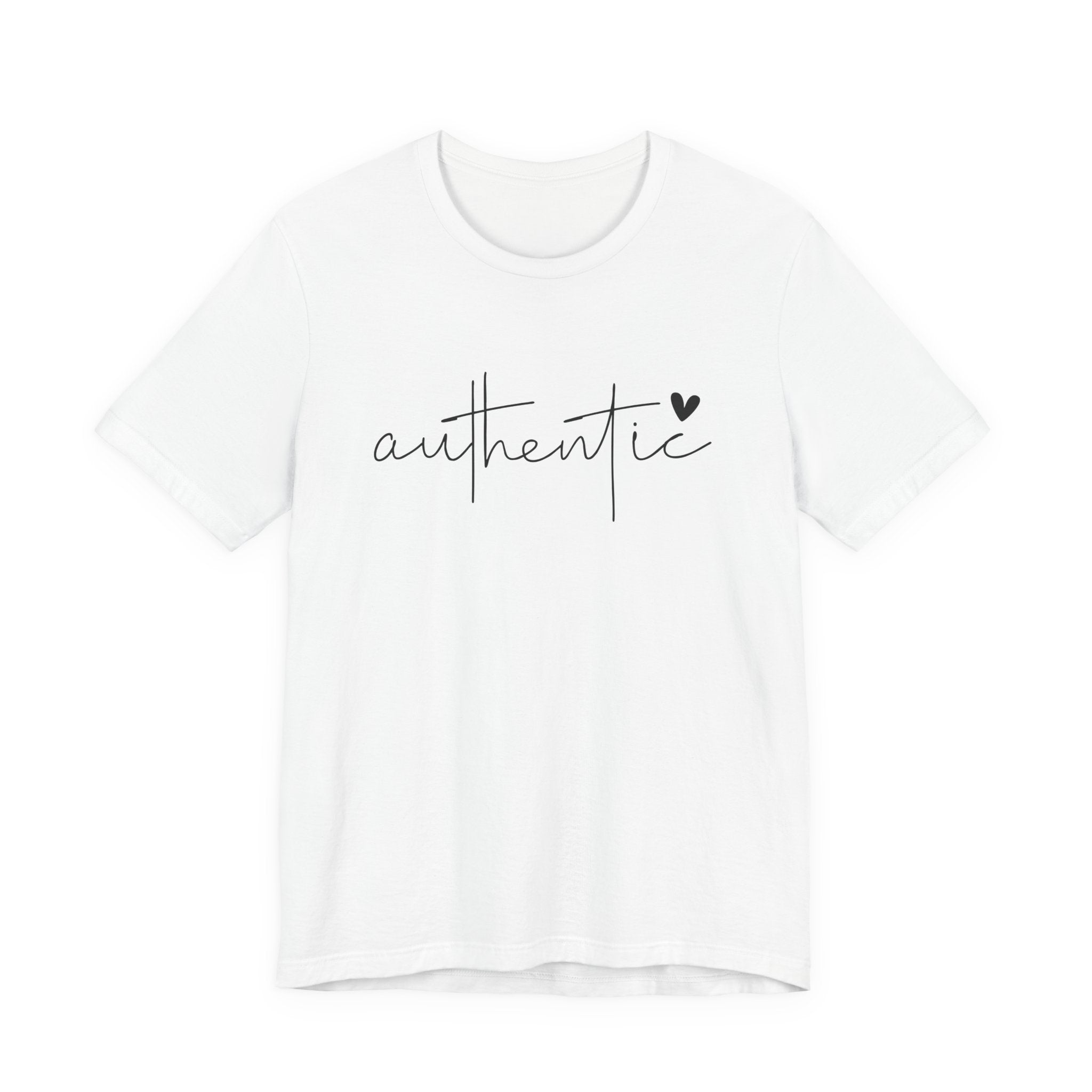 Authentic Script Tee — "authentic" Handwritten Heart Graphic T-Shirt