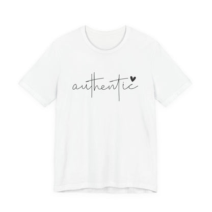 Authentic Script Tee — "authentic" Handwritten Heart Graphic T-Shirt