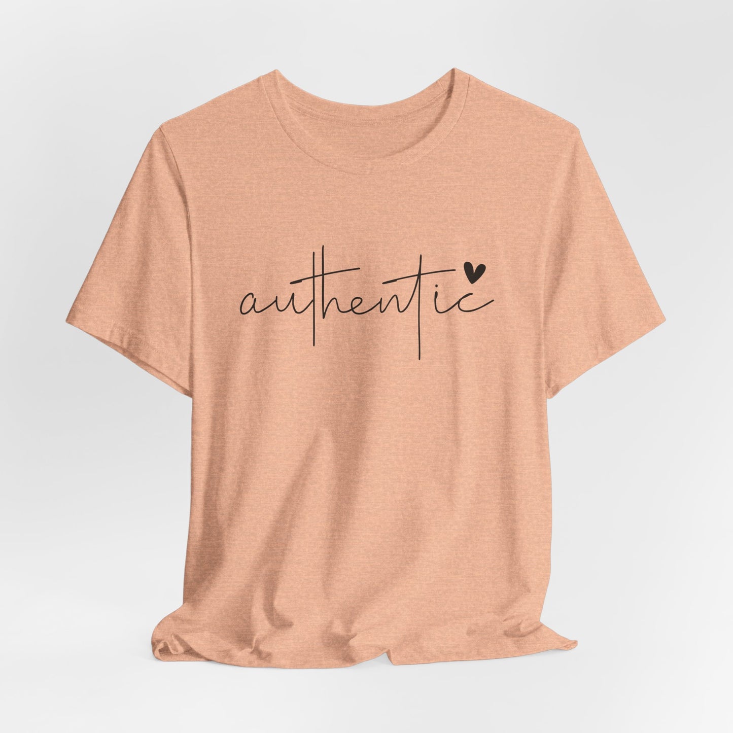 Authentic Script Tee — "authentic" Handwritten Heart Graphic T-Shirt