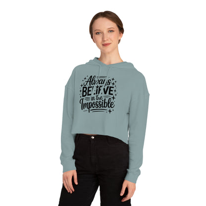 Cropped Hoodie — "Reach Beyond the Ordinary" Hand-Lettered Sparkle Sweatshirt