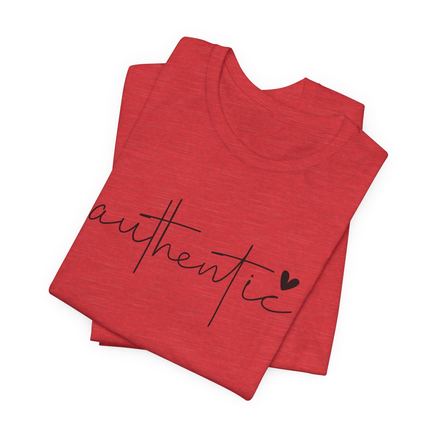 Authentic Script Tee — "authentic" Handwritten Heart Graphic T-Shirt