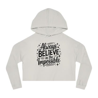 Cropped Hoodie — "Reach Beyond the Ordinary" Hand-Lettered Sparkle Sweatshirt