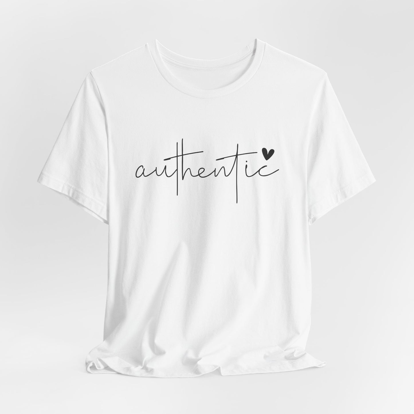 Authentic Script Tee — "authentic" Handwritten Heart Graphic T-Shirt