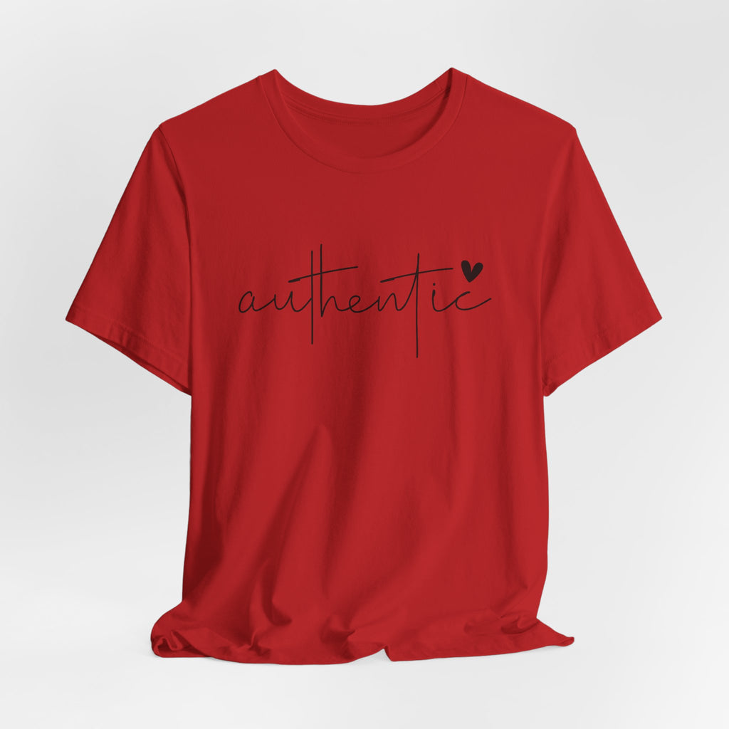 Authentic Script Tee — "authentic" Handwritten Heart Graphic T-Shirt
