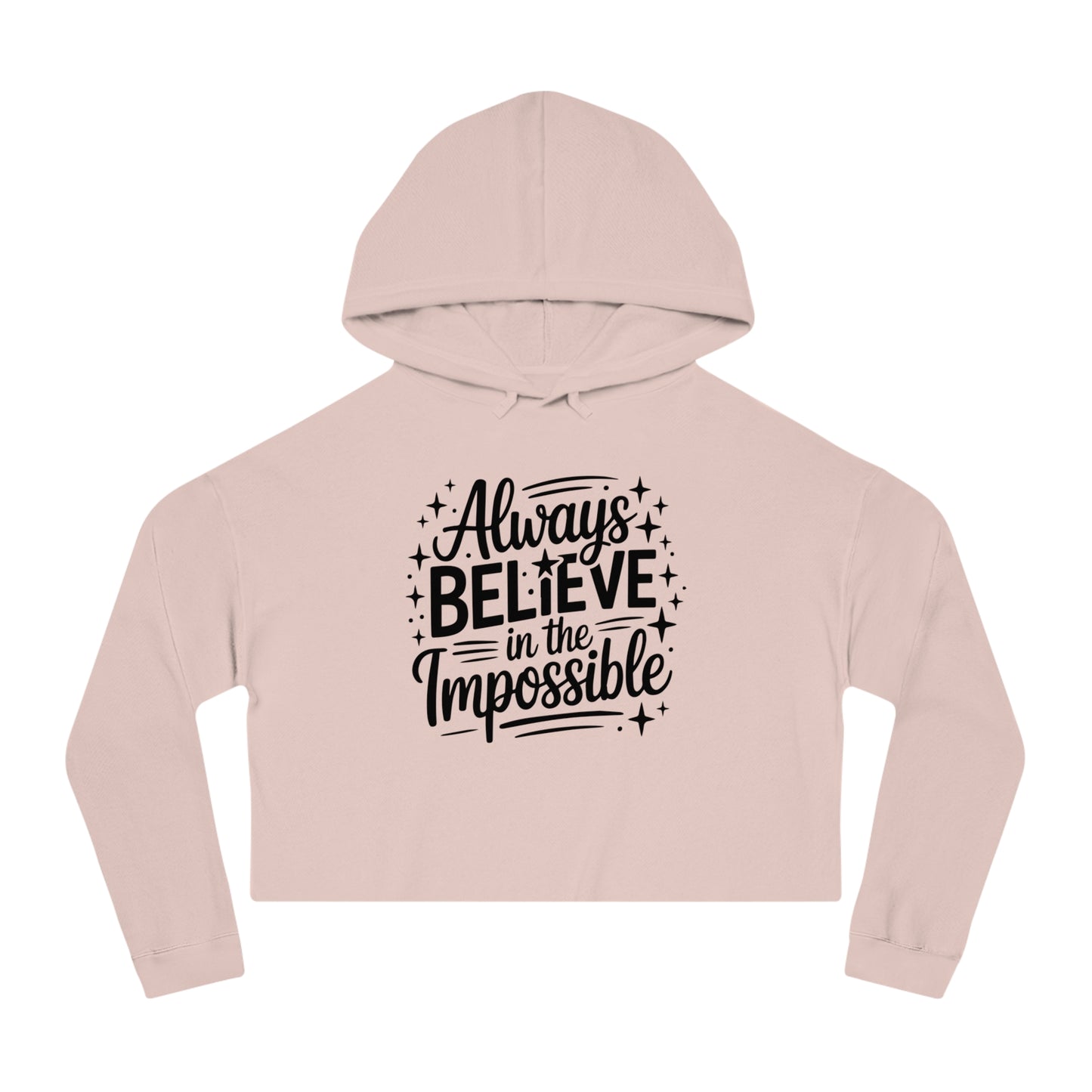 Cropped Hoodie — "Reach Beyond the Ordinary" Hand-Lettered Sparkle Sweatshirt