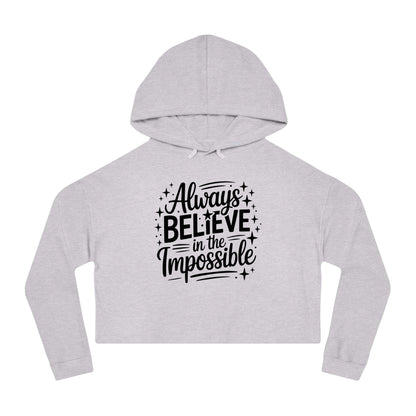 Cropped Hoodie — "Reach Beyond the Ordinary" Hand-Lettered Sparkle Sweatshirt