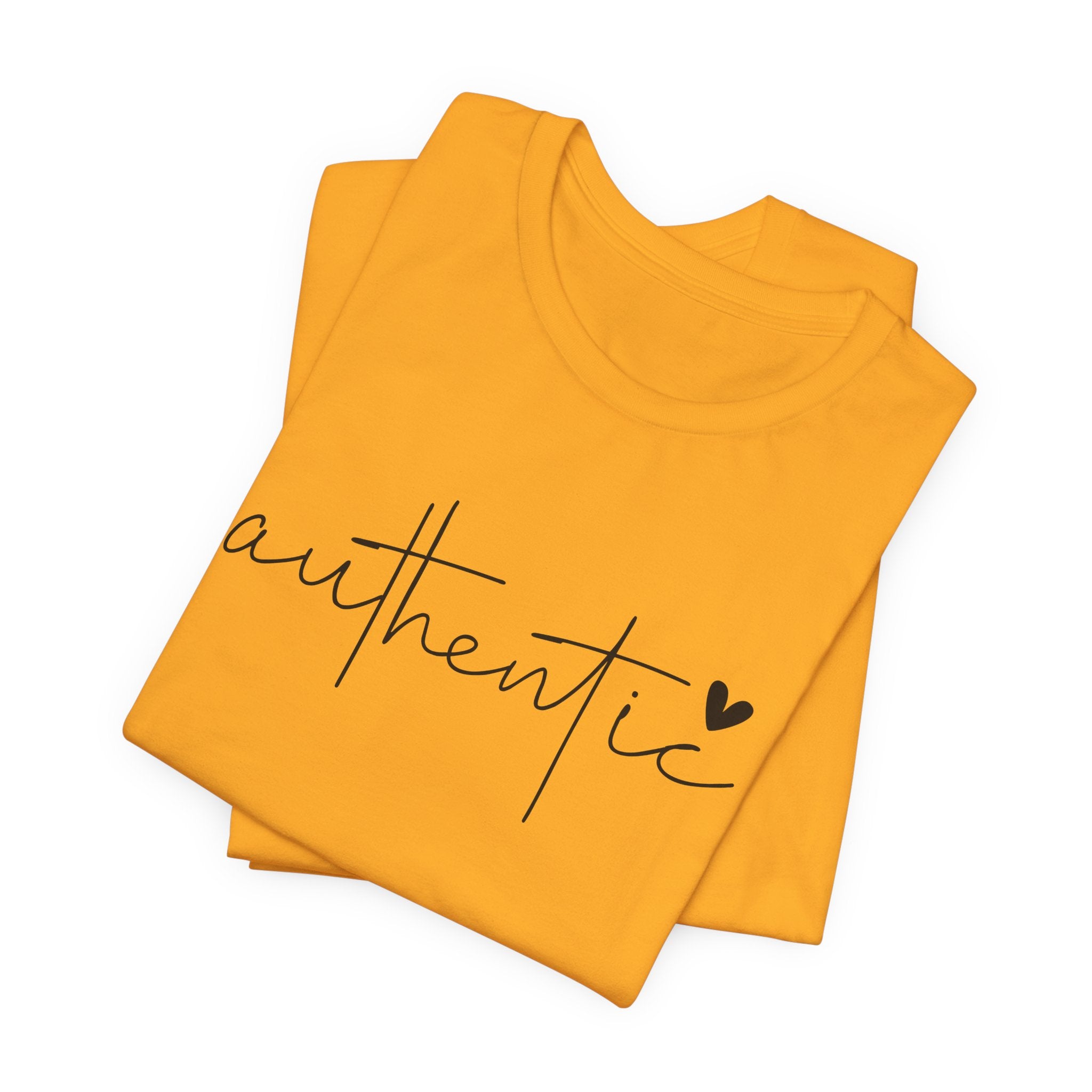 Authentic Script Tee — "authentic" Handwritten Heart Graphic T-Shirt