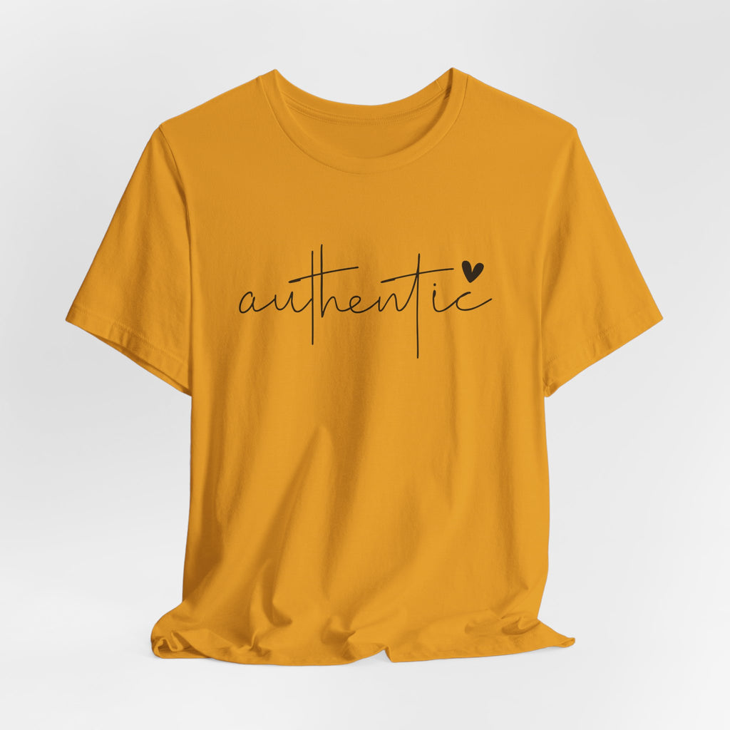 Authentic Script Tee — "authentic" Handwritten Heart Graphic T-Shirt