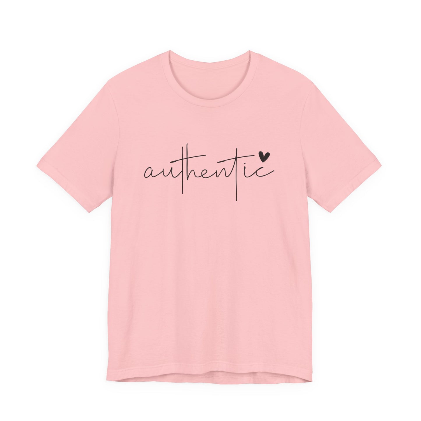 Authentic Script Tee — "authentic" Handwritten Heart Graphic T-Shirt