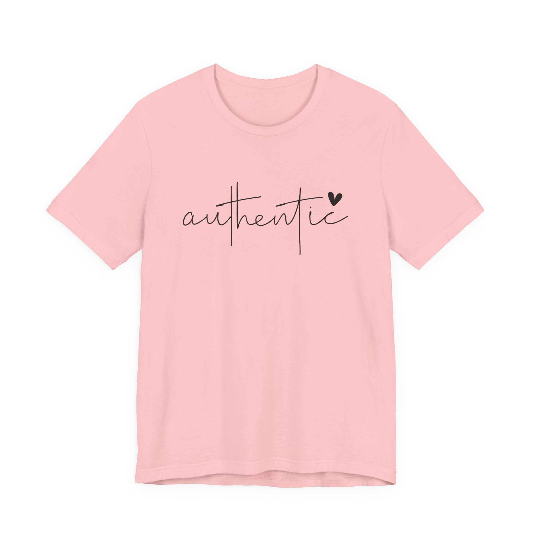 Authentic Script Tee — "authentic" Handwritten Heart Graphic T-Shirt