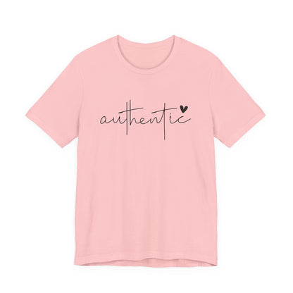 Authentic Script Tee — "authentic" Handwritten Heart Graphic T-Shirt