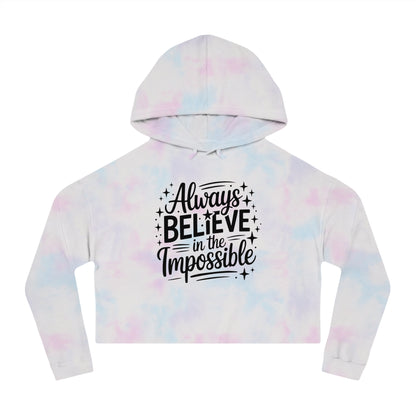 Cropped Hoodie — "Reach Beyond the Ordinary" Hand-Lettered Sparkle Sweatshirt