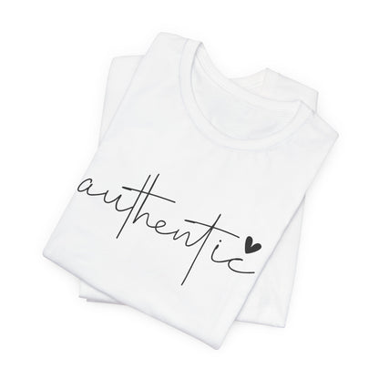 Authentic Script Tee — "authentic" Handwritten Heart Graphic T-Shirt